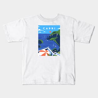 Capri, Italy. Retro travel minimalist poster Kids T-Shirt